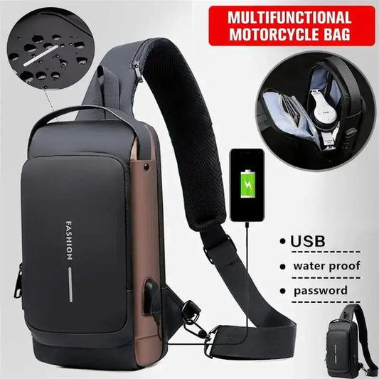 Anti-theft Travel Bag Male USB Charging Chest Bag Pack Multifunction Patent Chest Bag Men Waterproof Men Crossbody Bag