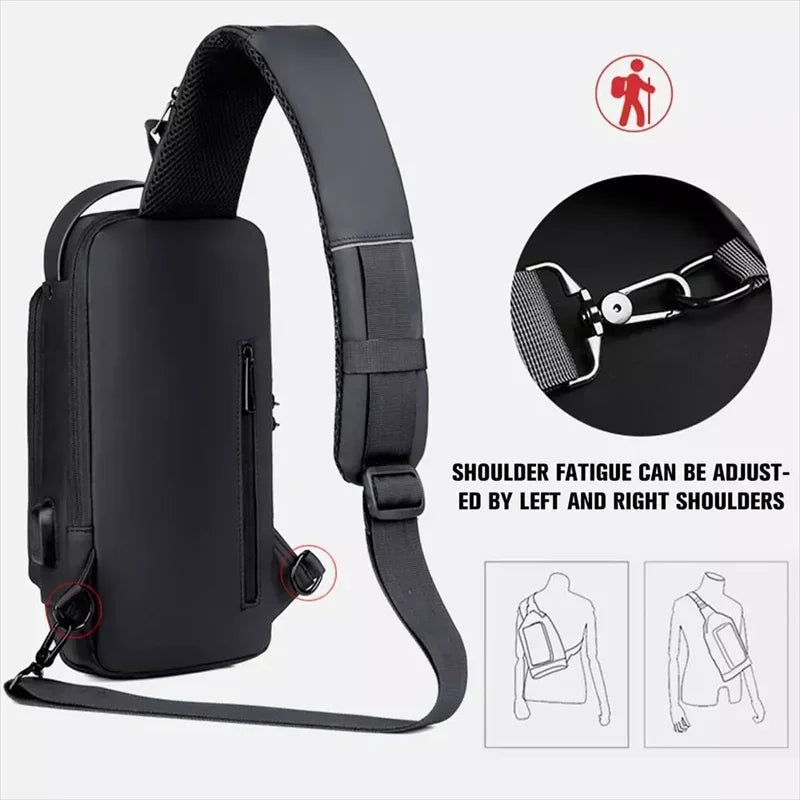 Anti-theft Travel Bag Male USB Charging Chest Bag Pack Multifunction Patent Chest Bag Men Waterproof Men Crossbody Bag