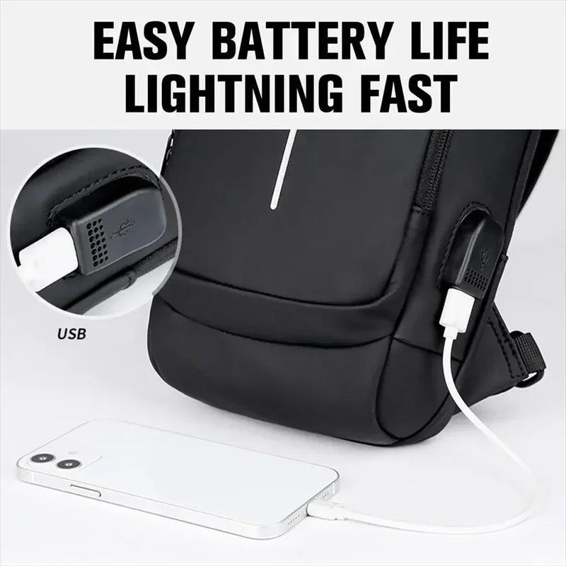 Anti-theft Travel Bag Male USB Charging Chest Bag Pack Multifunction Patent Chest Bag Men Waterproof Men Crossbody Bag