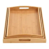 Premium Quality 3 Pcs Wooden Serving Tray Set