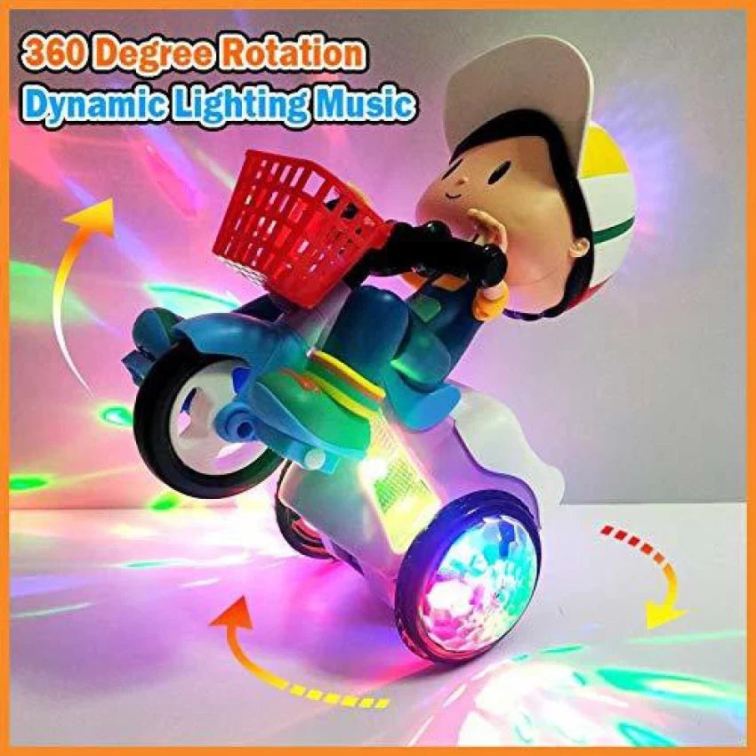 Tricycle Toy LED Music Light Effect Robot Bike 360 Degree Rotating Stunt Motocycle