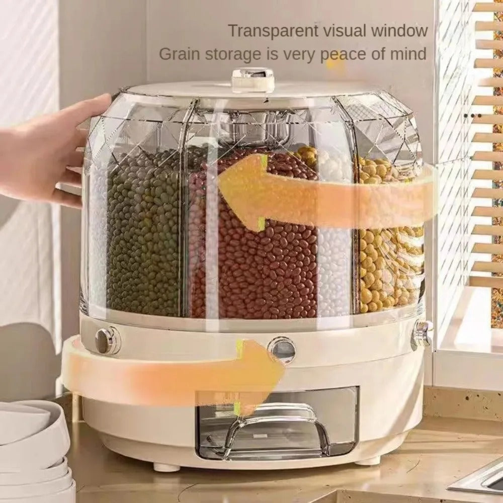 Rotating Rice Dispenser Sealed Dry t Dispenser Moisture-proof Kitchen Food Container Storage Box