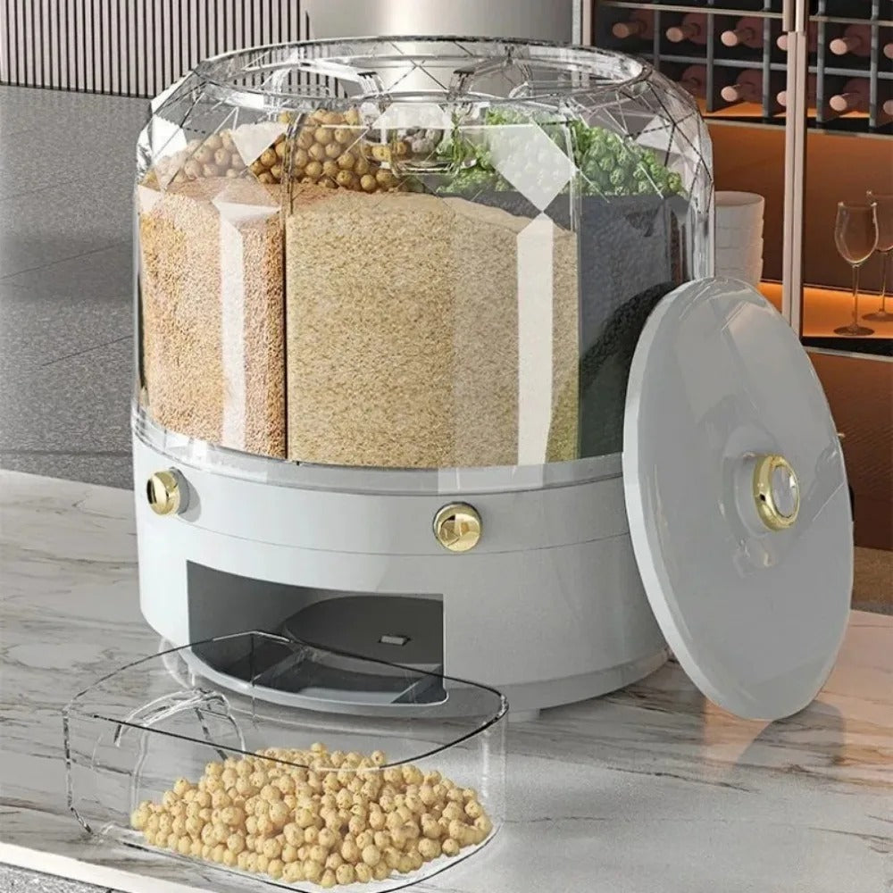 Rotating Rice Dispenser Sealed Dry Cereal  Dispenser Moisture-proof Kitchen Food Container Storage Box