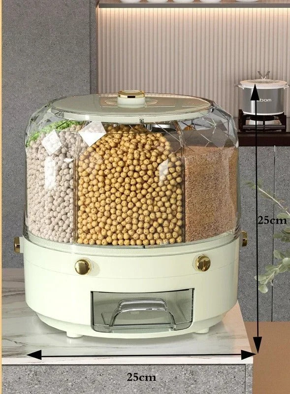 Rotating Rice Dispenser Sealed Dry Cereal  Dispenser Moisture-proof Kitchen Food Container Storage Box