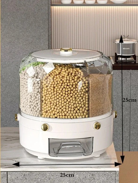 Rotating Rice Dispenser Sealed Dry Cereal  Dispenser Moisture-proof Kitchen Food Container Storage Box