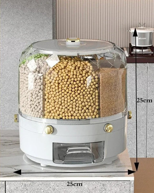 Rotating Rice Dispenser Sealed Dry t Dispenser Moisture-proof Kitchen Food Container Storage Box