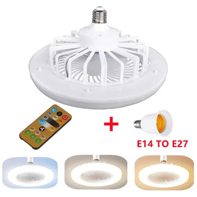 Ceiling Fan with Lighting Lamp E27 Converter Base with Remote Control for Bedroom Living Home